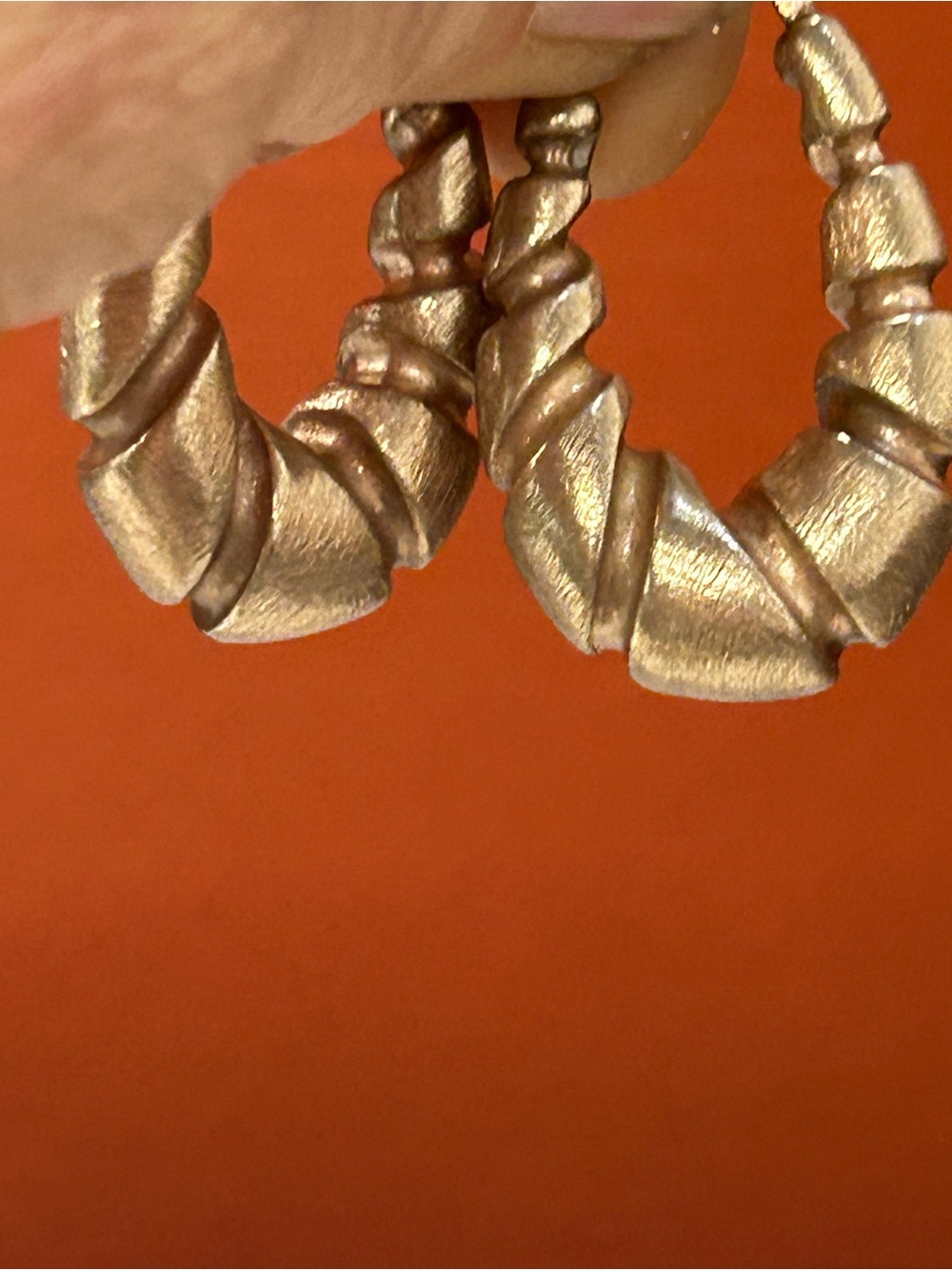 Gorgeous large vintage Italian sterling silver vermeil shrimp/croissant earrings